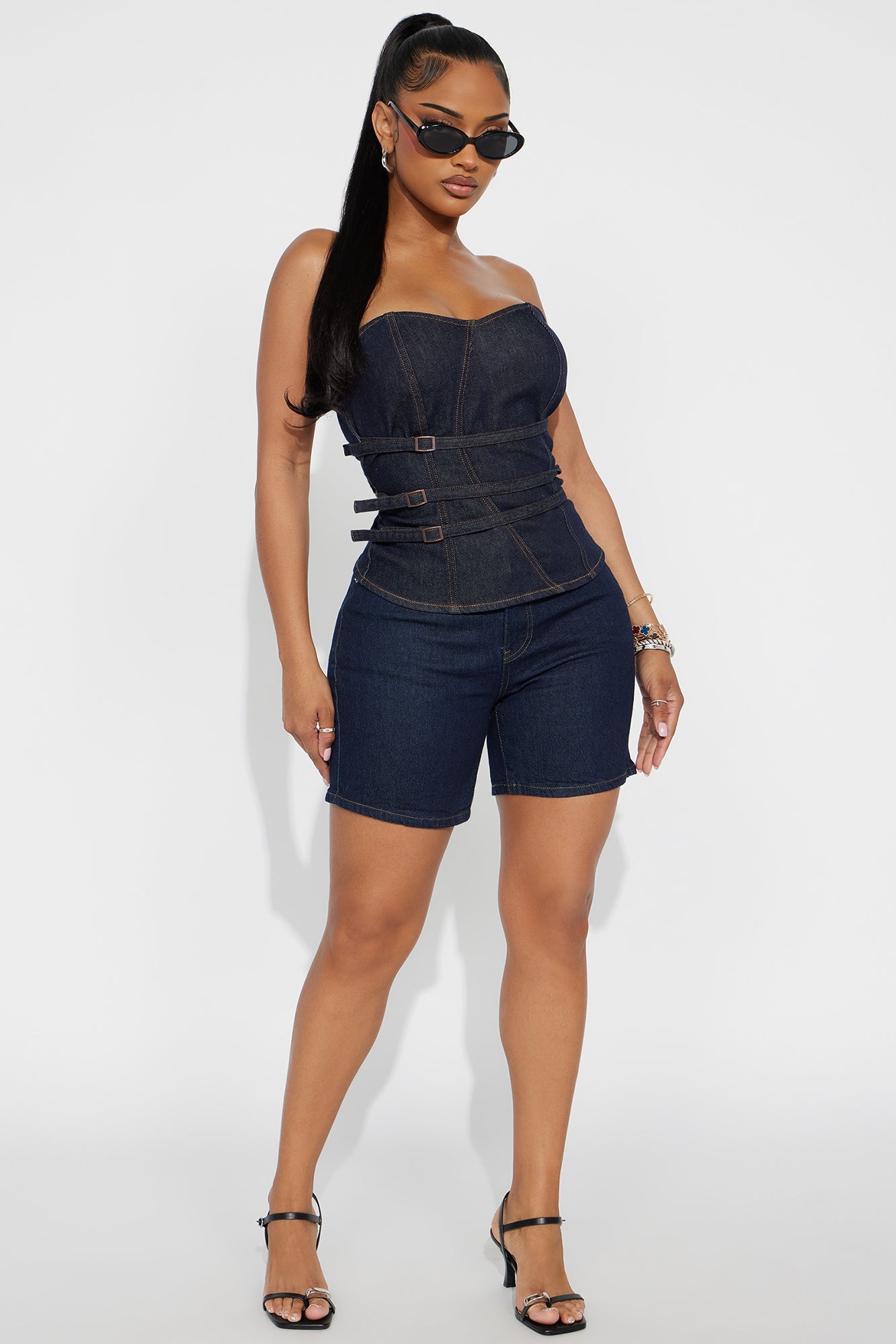 On My Mind Denim Bermuda Shorts - Dark Wash