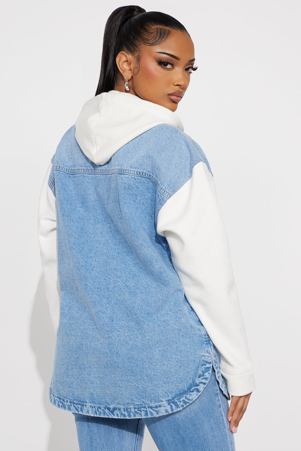 Autumn Haze Hooded Denim Jacket - Medium Wash