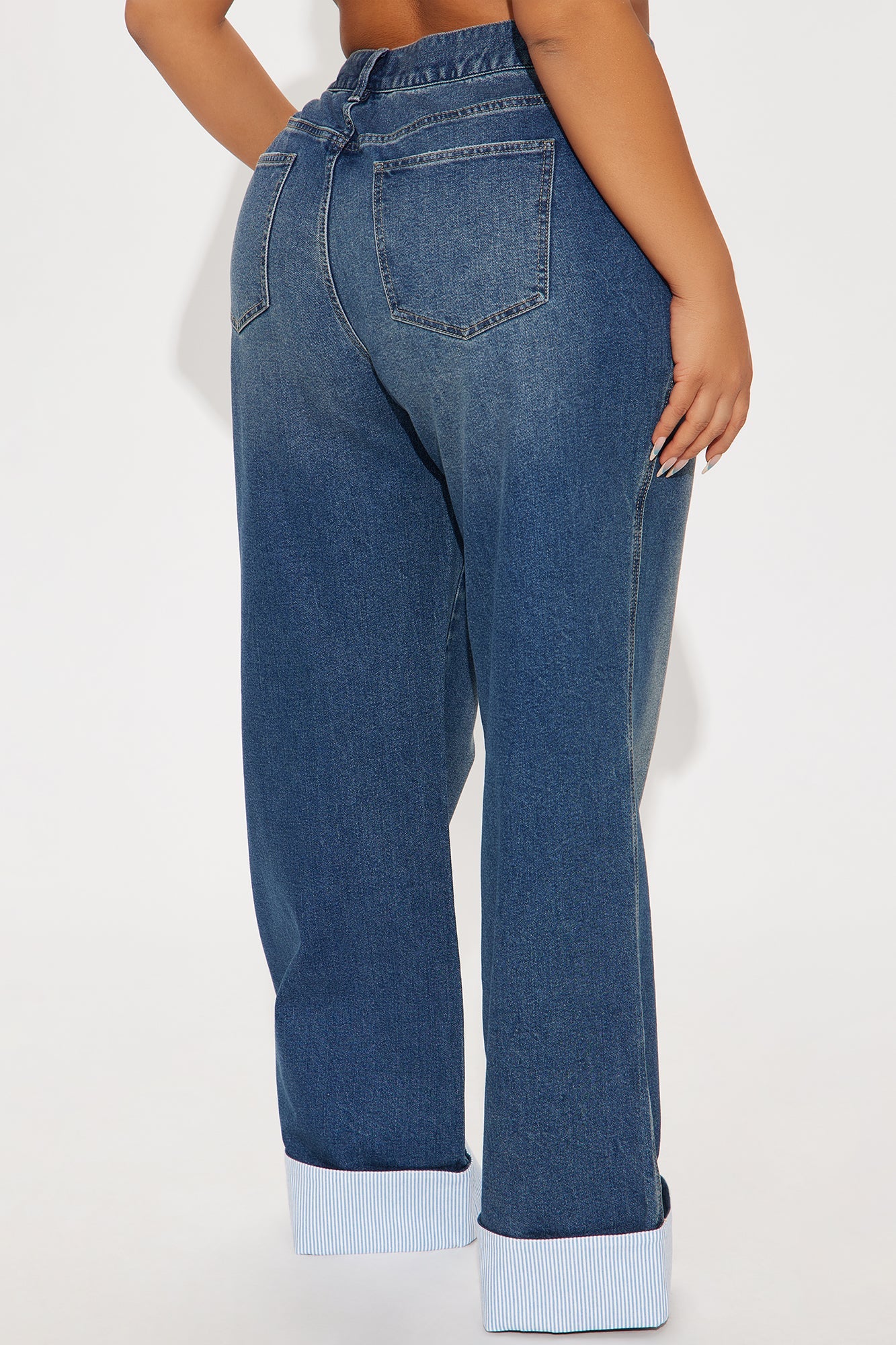 Well Suited Cuffed Stretch Wide Leg Jeans - Vintage Wash