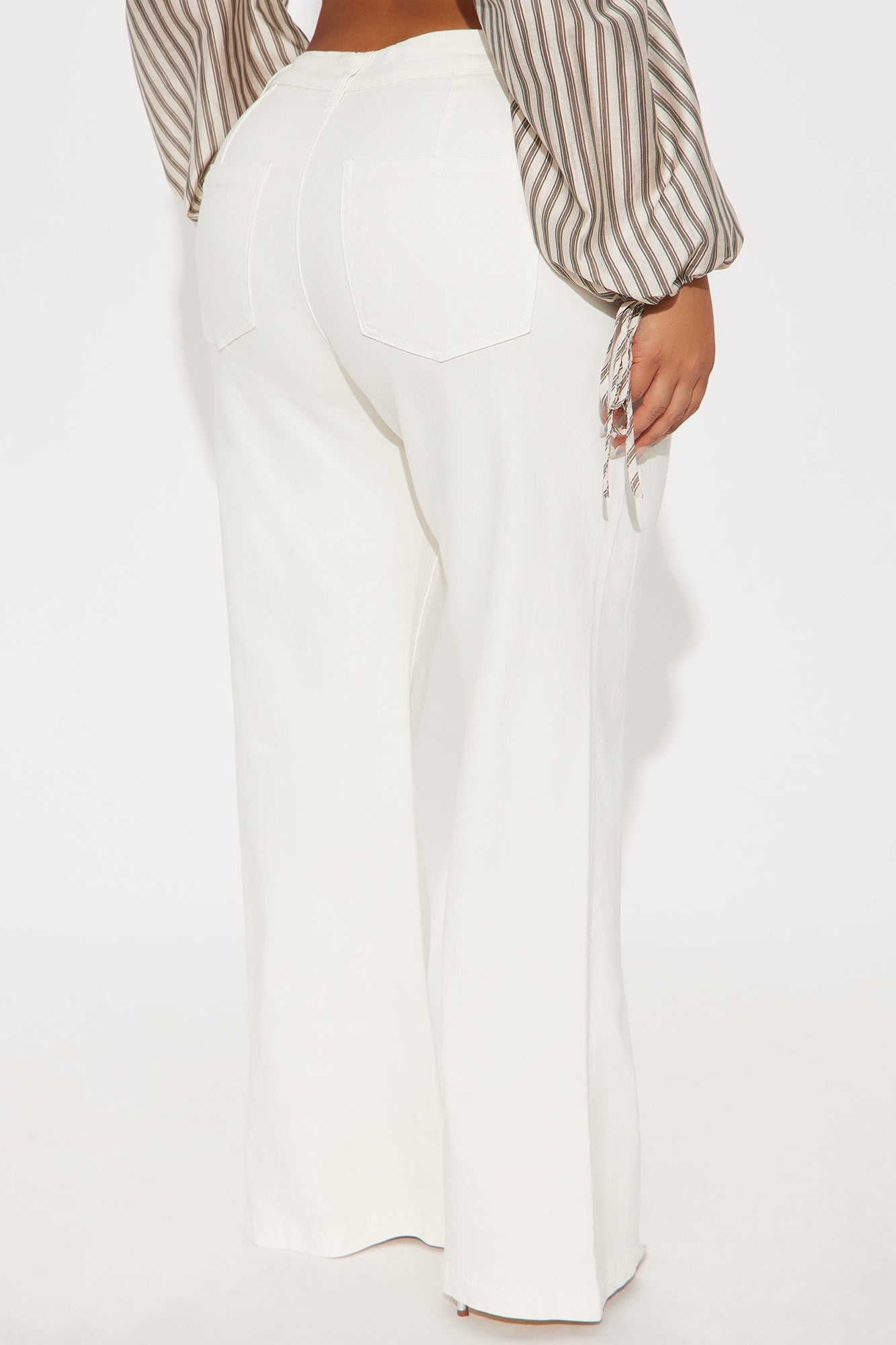 Just In Time High Rise Flare Jeans - Cream
