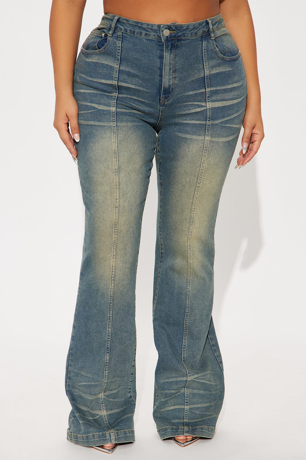Paris Low Rise Stretch Flare Jeans - Vintage Wash