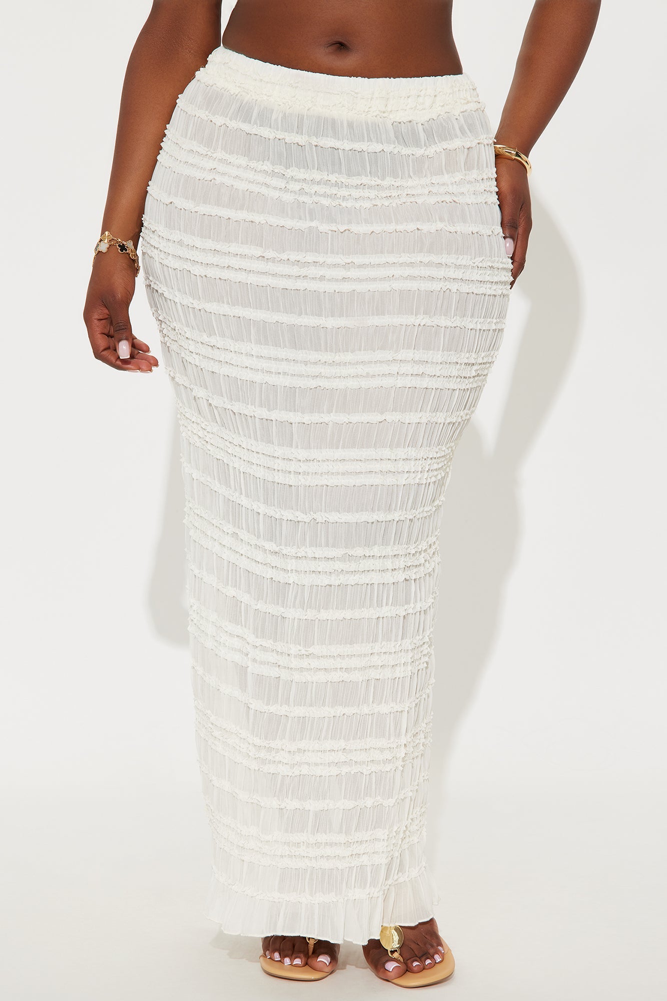 Elise Tiered Ruffle Maxi Skirt - Ivory
