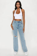 Tall Topanga 90's Ripped Straight Leg Jeans - Medium Wash