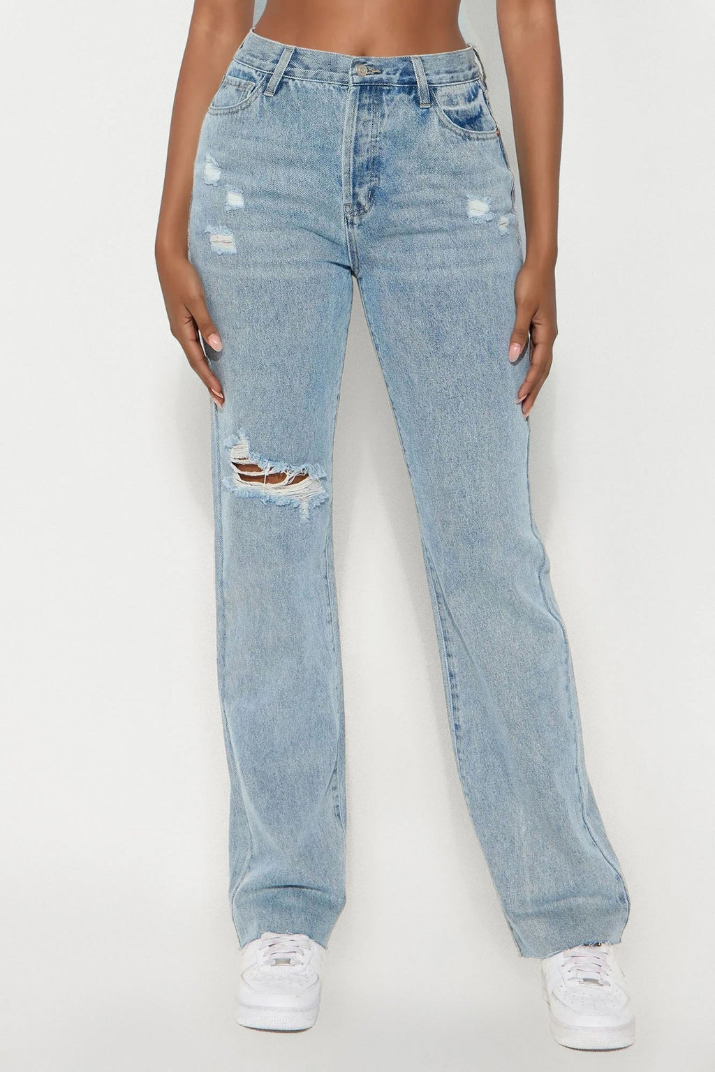 Tall Topanga 90's Ripped Straight Leg Jeans - Medium Wash