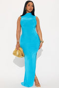 Bring the Energy Slinky Maxi Dress - Turquoise