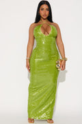 Always Shining Sequin Maxi Dress - Lime