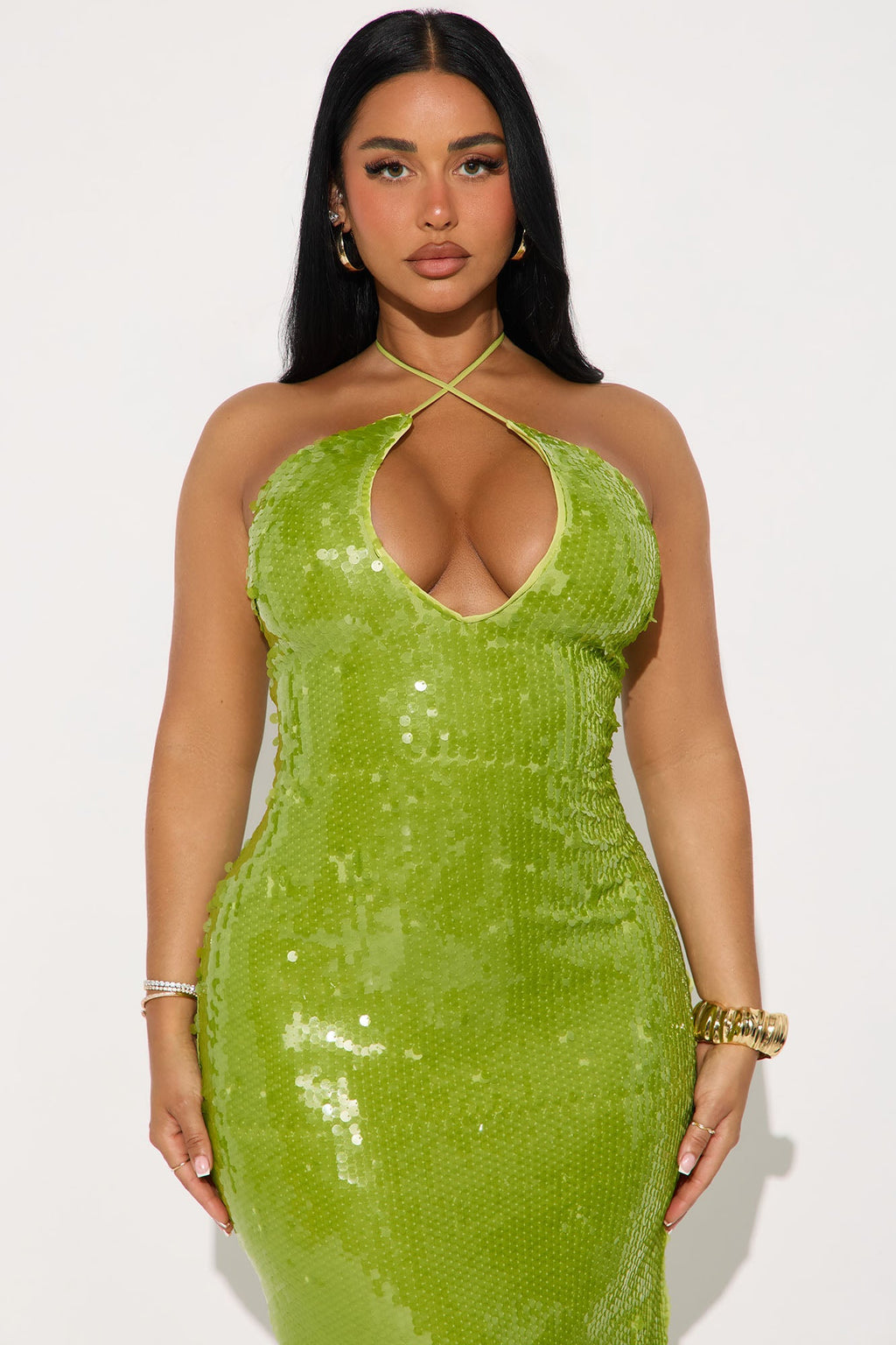 Always Shining Sequin Maxi Dress - Lime