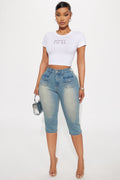 Shocker Tinted Stretch Capri Jeans - Medium Wash