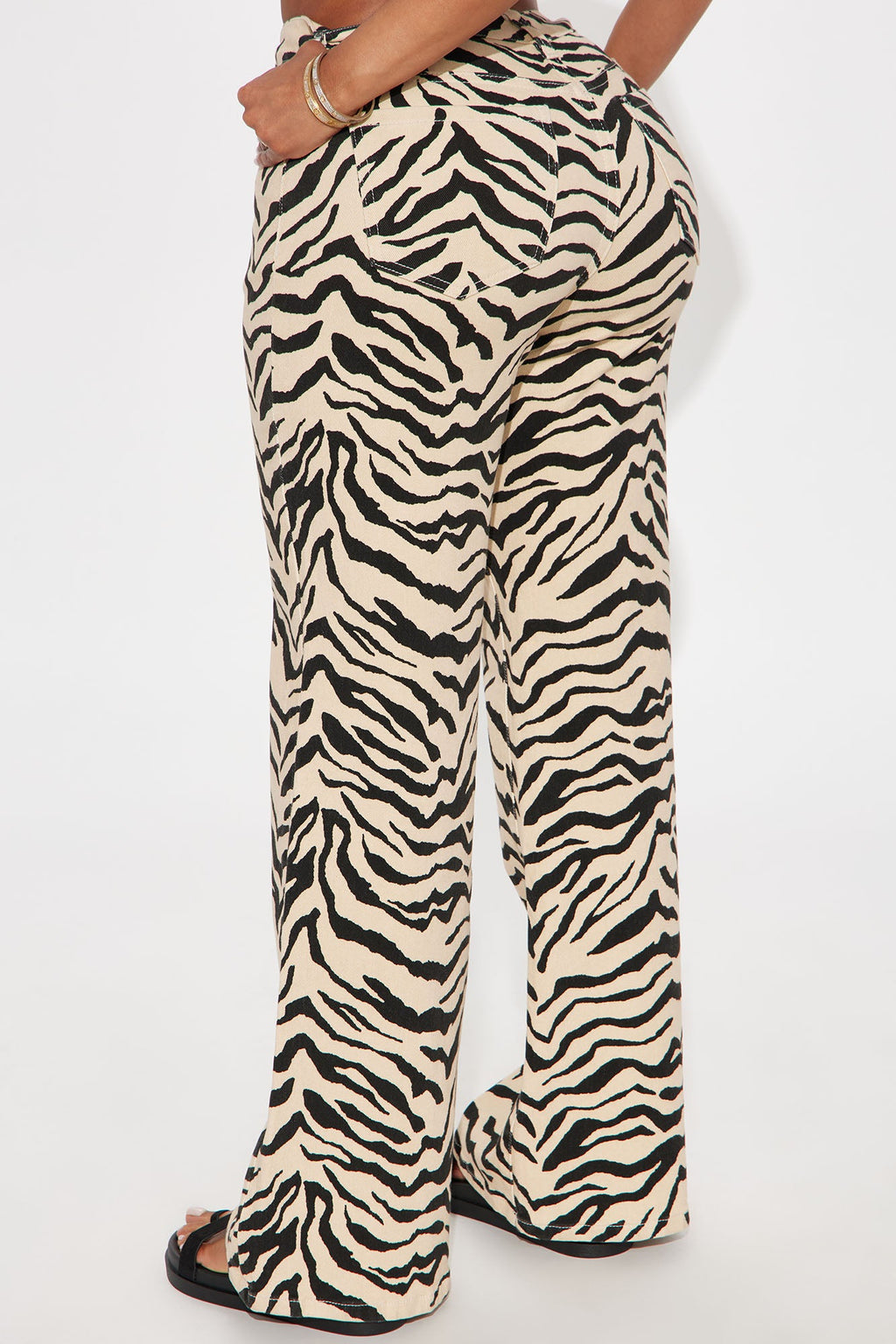 Savanna High Rise Printed Flare Jeans - Cream/combo