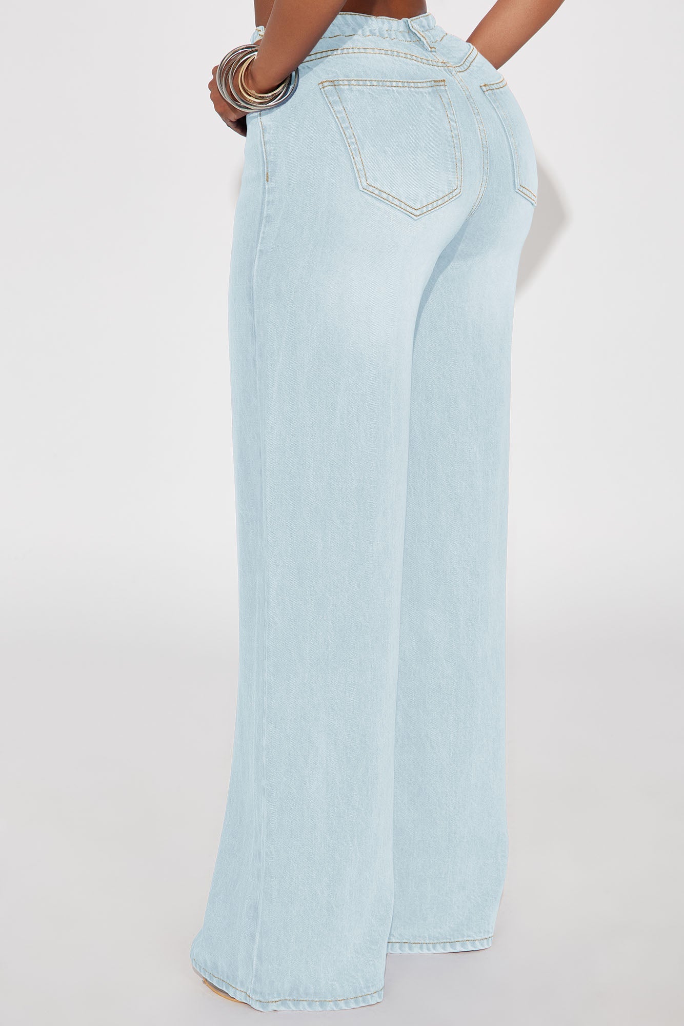 Beachfront Drapey Wide Leg Jeans - Light Wash