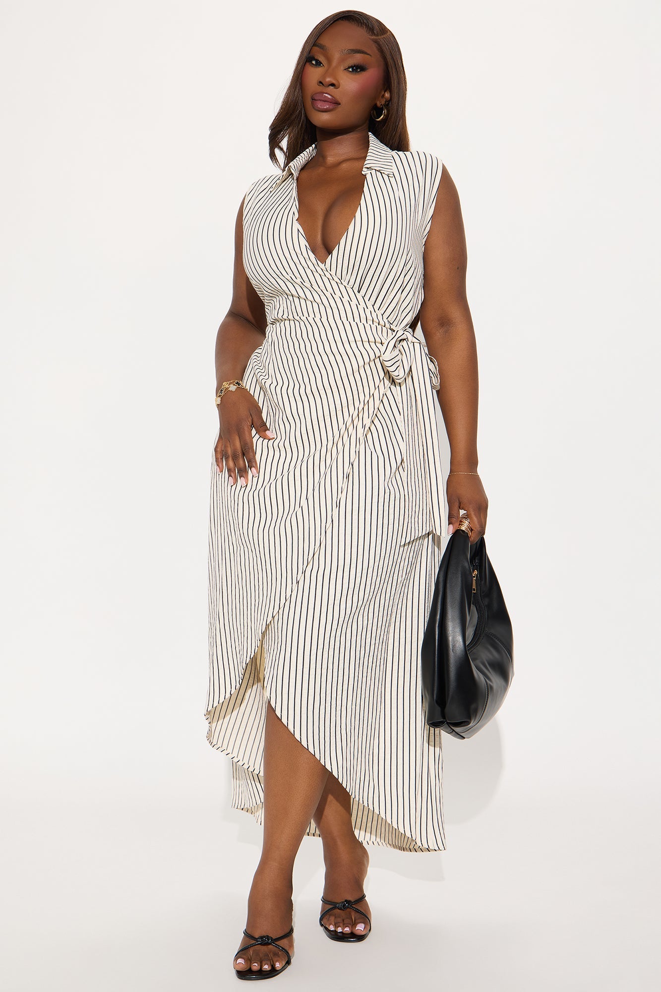 Keaton Tie Waist Maxi Dress - White/Black
