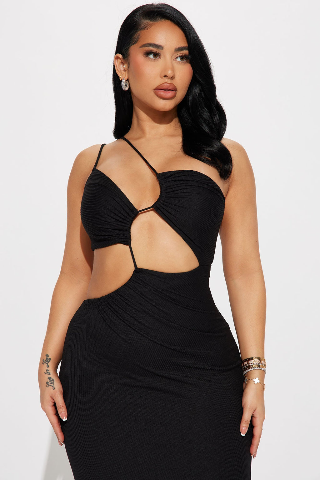 Lala Asymmetrical Maxi Dress - Black