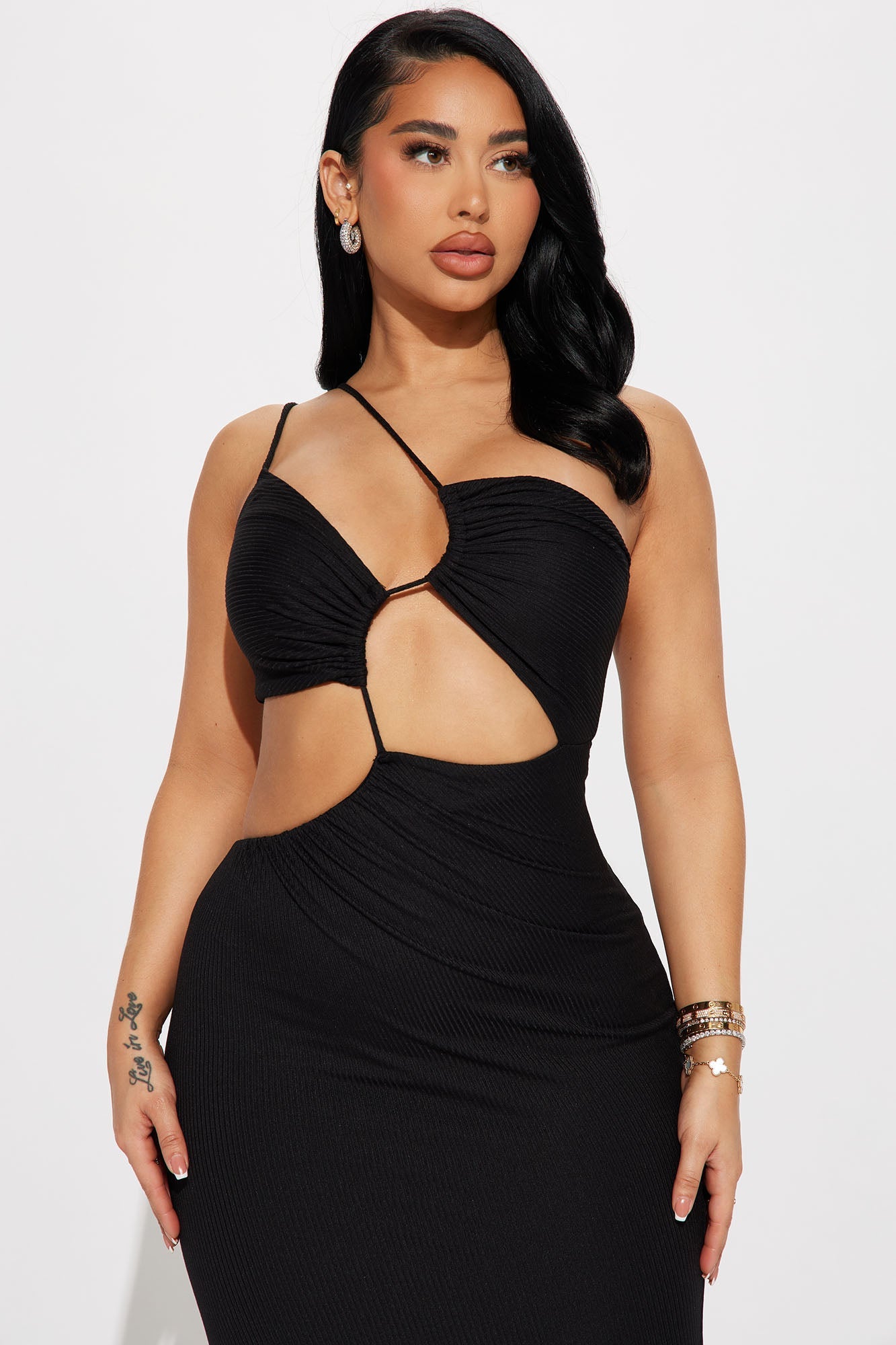 Lala Asymmetrical Maxi Dress - Black