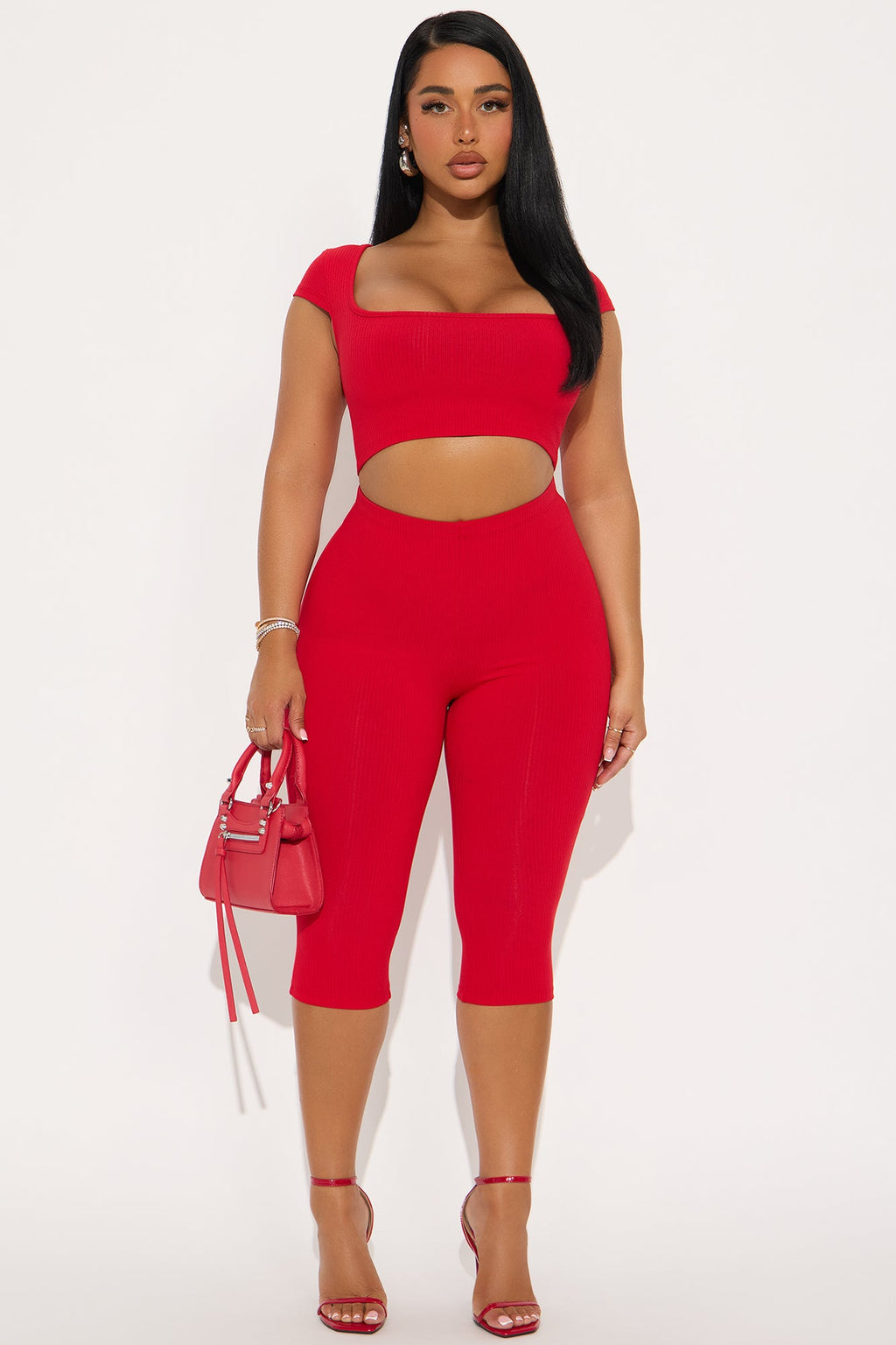 Remy Snatched Capri Pant Set - Red