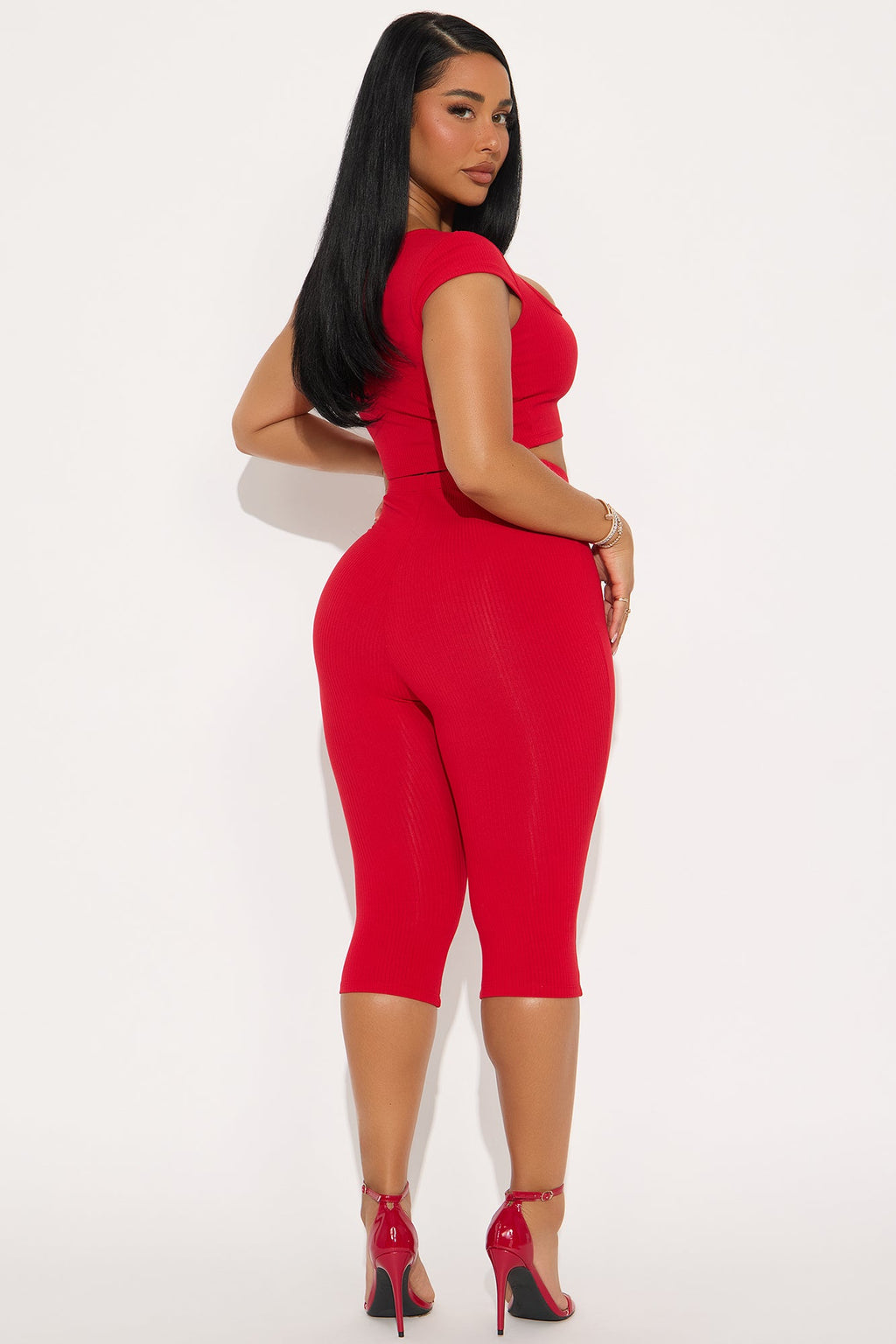 Remy Snatched Capri Pant Set - Red