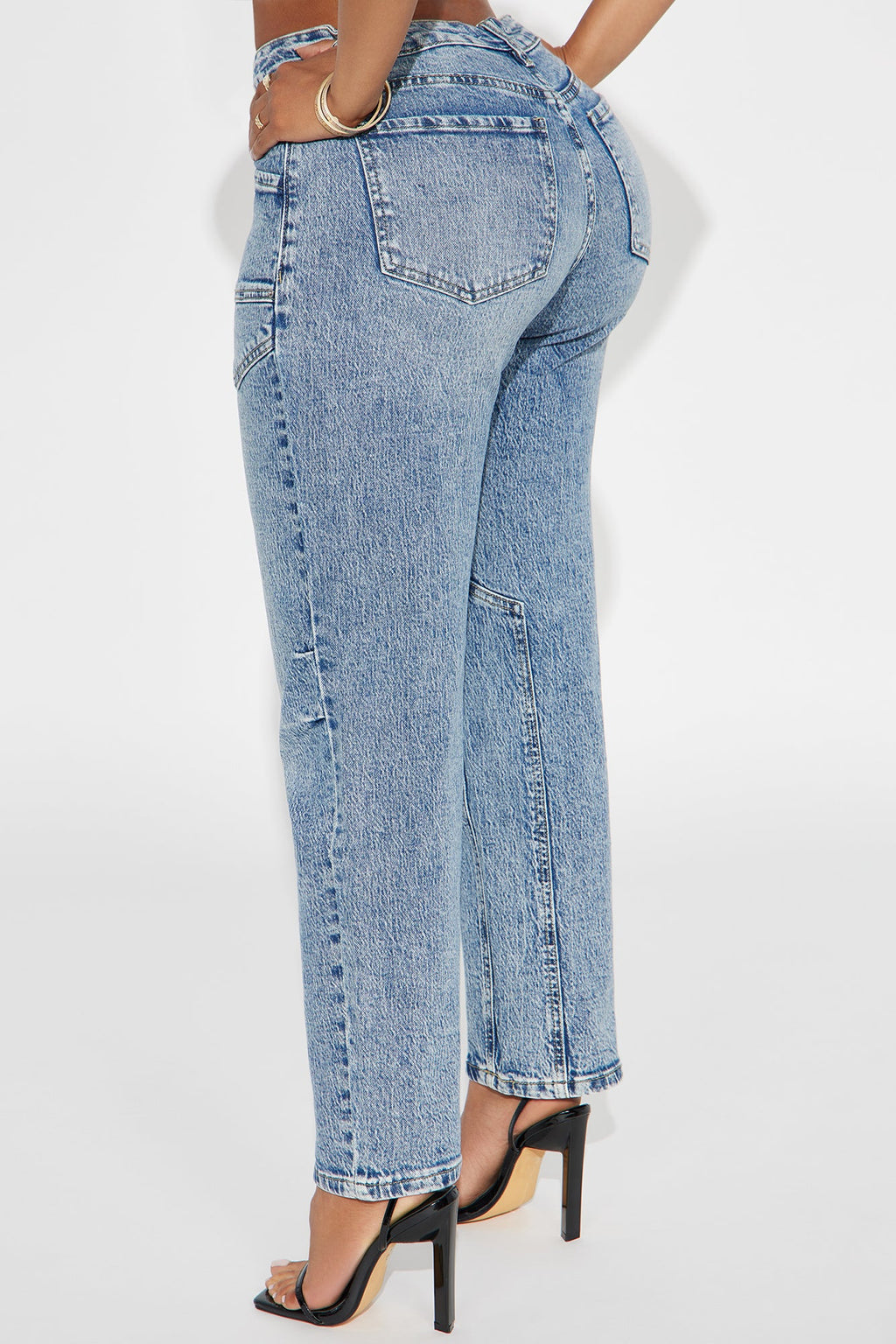 Ex Boyfriend Utility Straight Leg Ankle Jeans - Medium Wash
