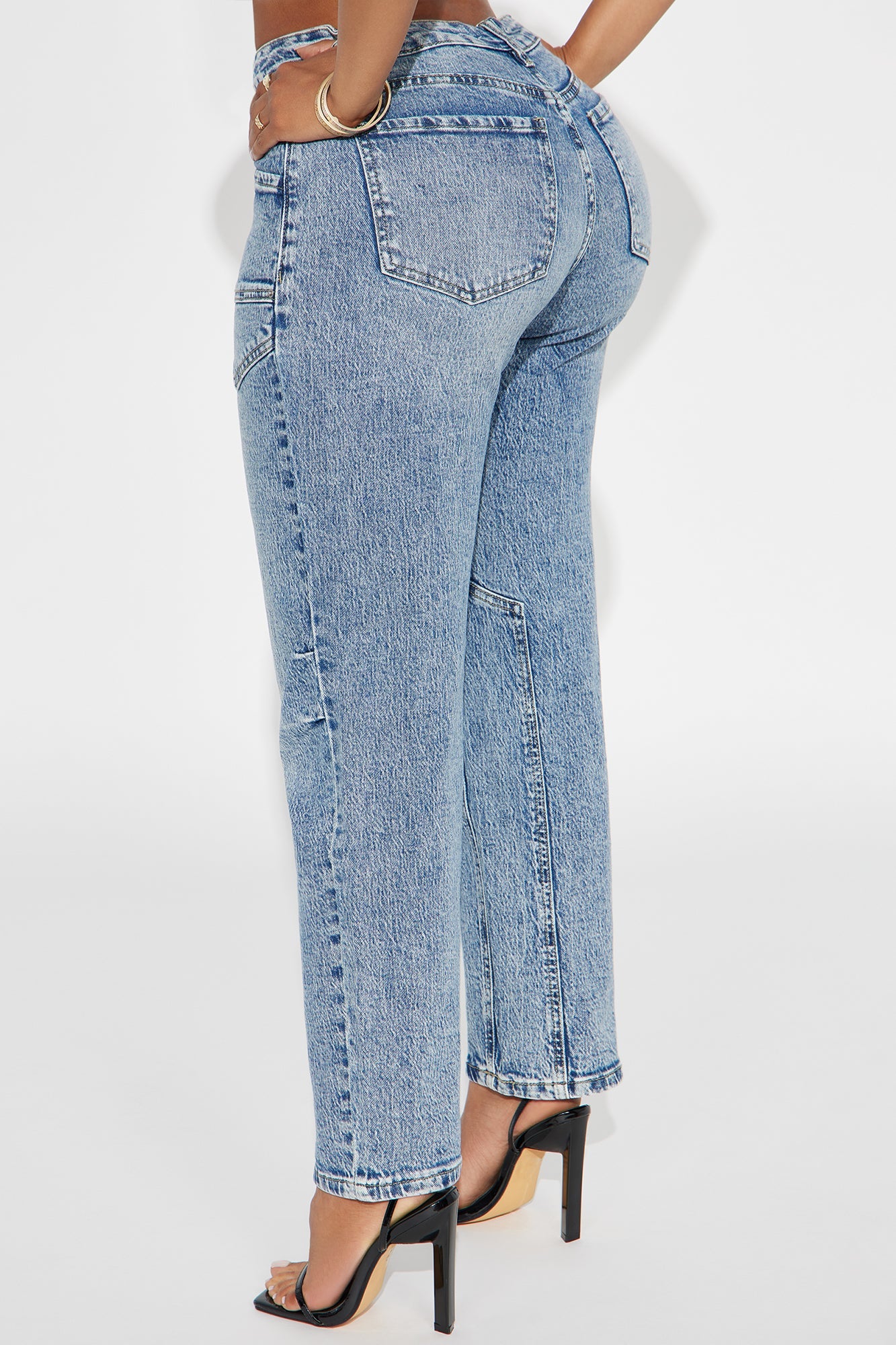 Ex Boyfriend Utility Straight Leg Ankle Jeans - Medium Wash
