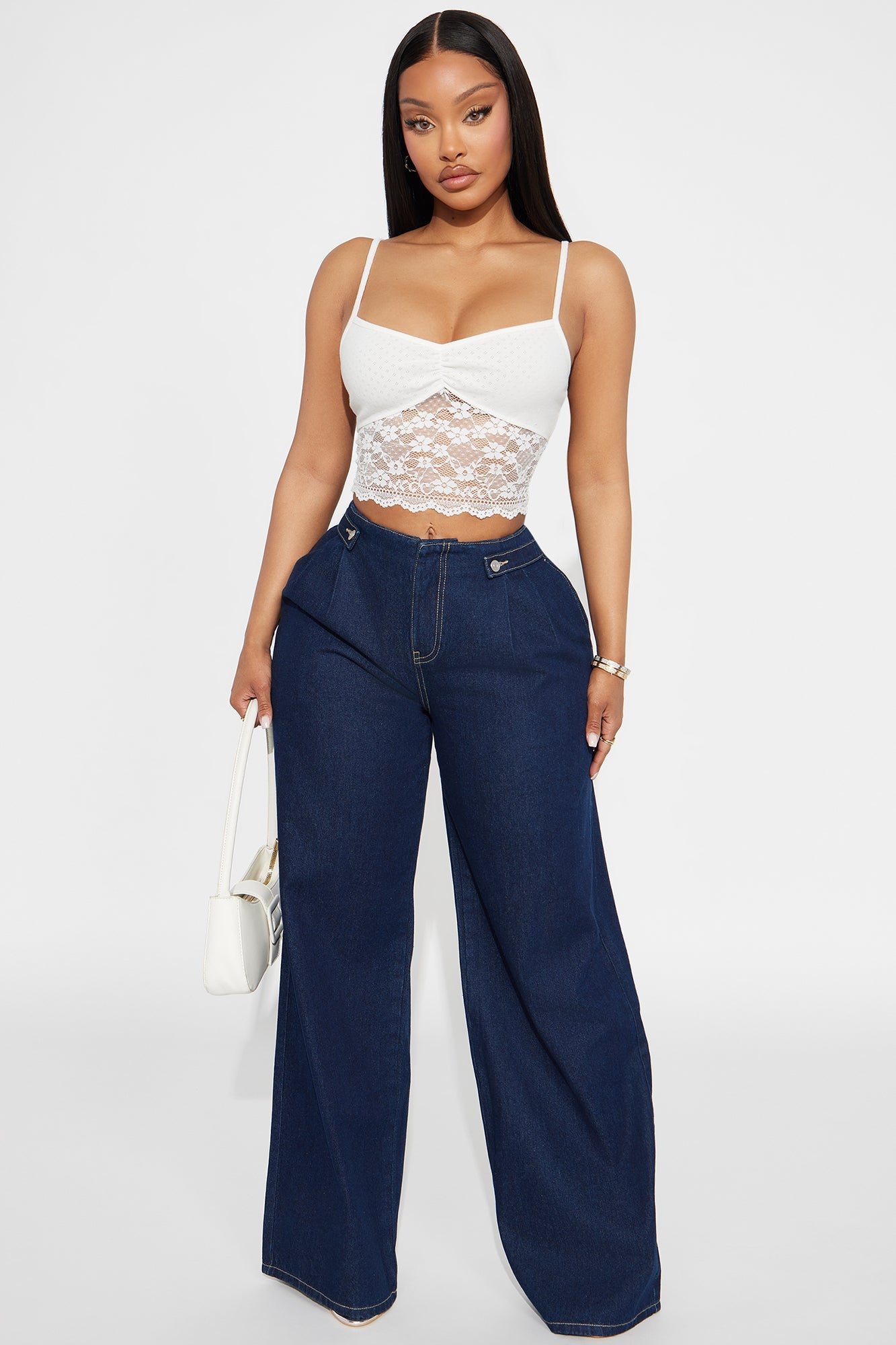 Windy City Trouser Wide Leg Jeans - Dark Wash