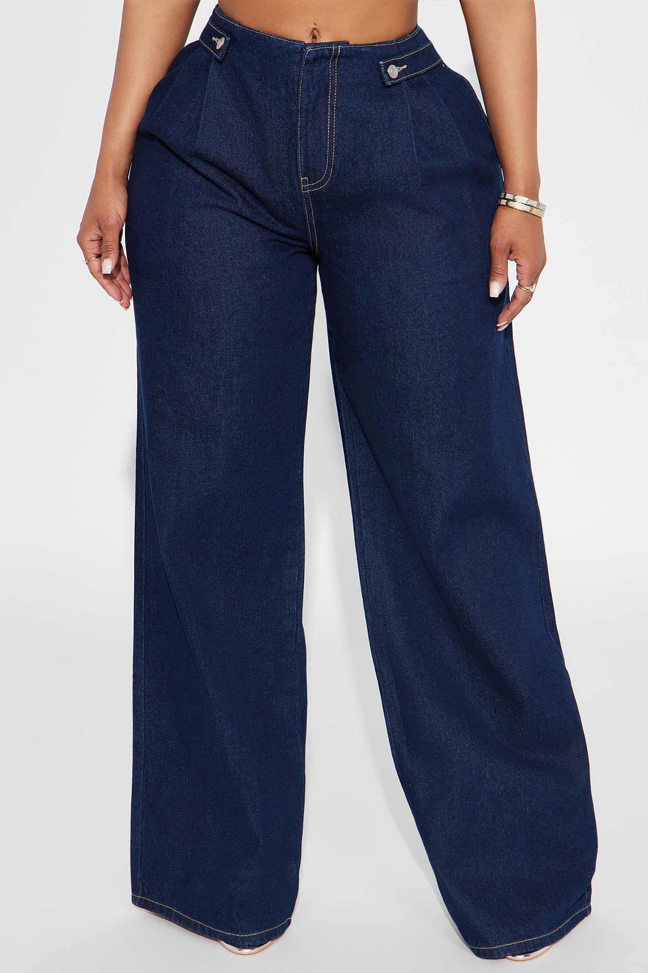 Windy City Trouser Wide Leg Jeans - Dark Wash