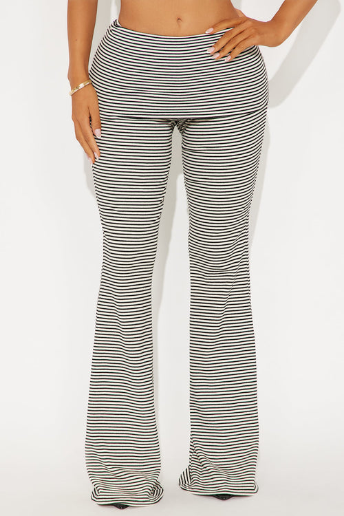 Adonna Striped Ribbed Flare Pant - Black/combo
