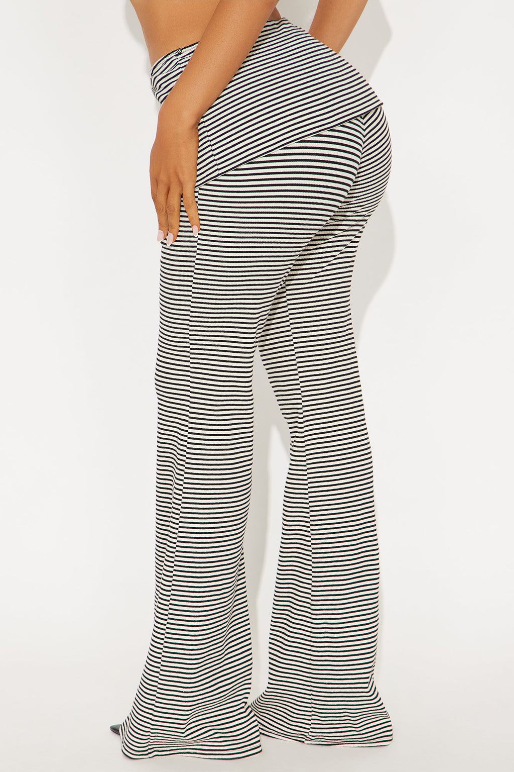 Adonna Striped Ribbed Flare Pant - Black/combo