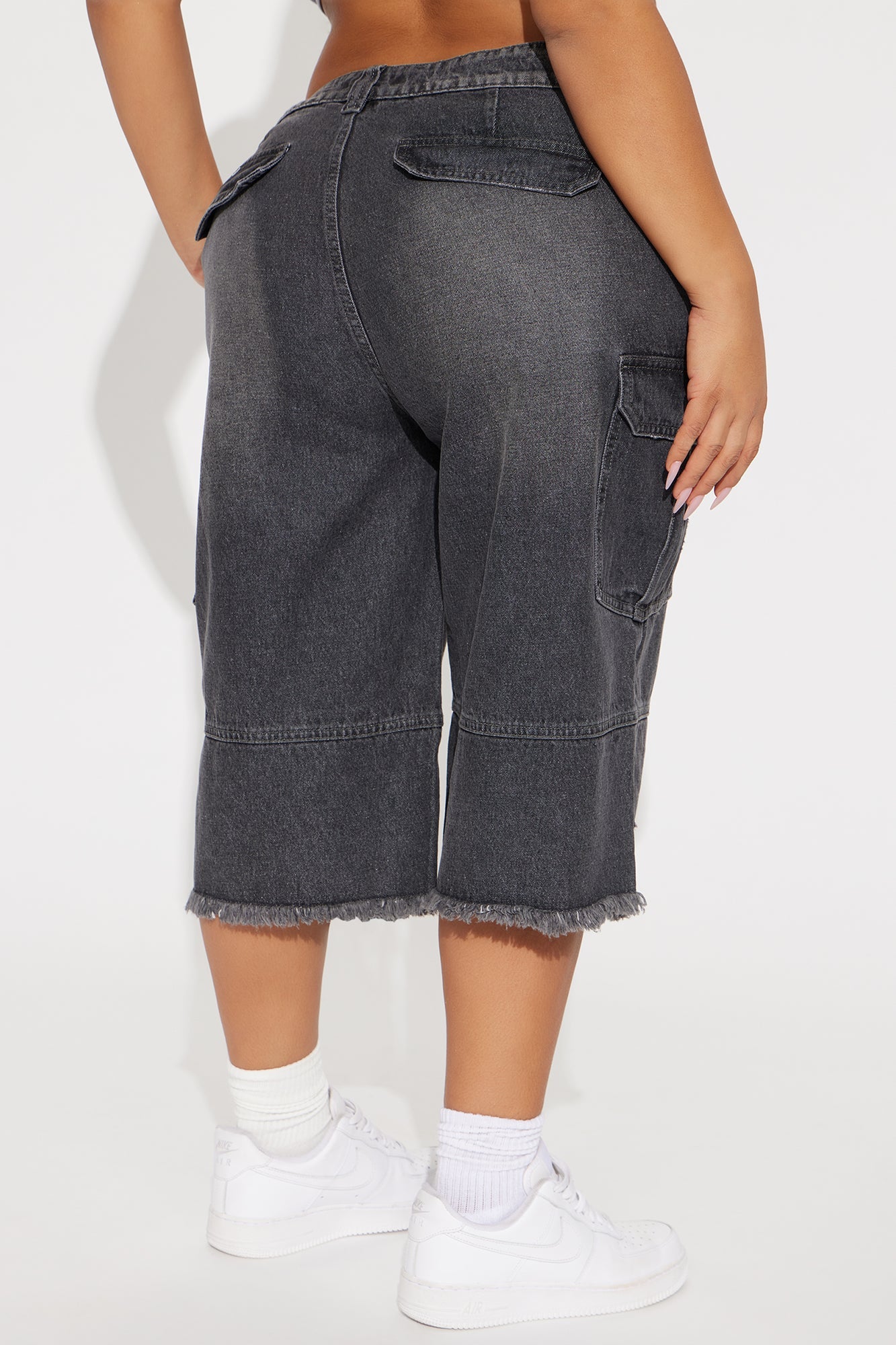 Casey Non Stretch Cargo Denim Jorts - Black Wash