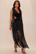 Monet Fringe Bandage Mini Dress - Black