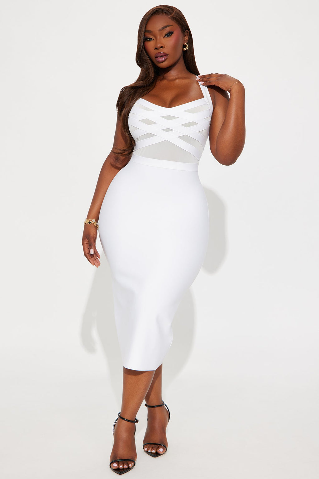 Cassidy Bandage Midi Dress - White