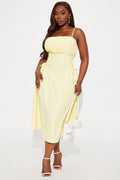 Kaliah Lace Up Midi Dress - Yellow