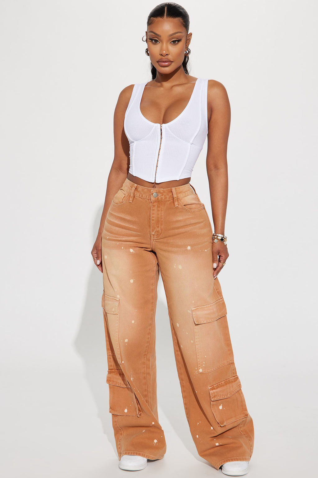 Natalie Ribbed Corset Top - White