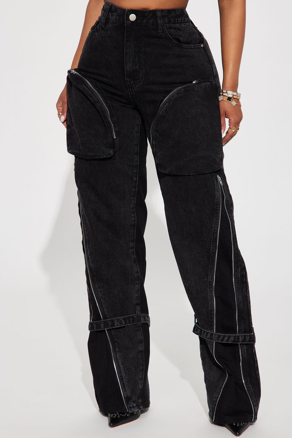 Got It All Non Stretch Zip Cargo Jean - Black Wash