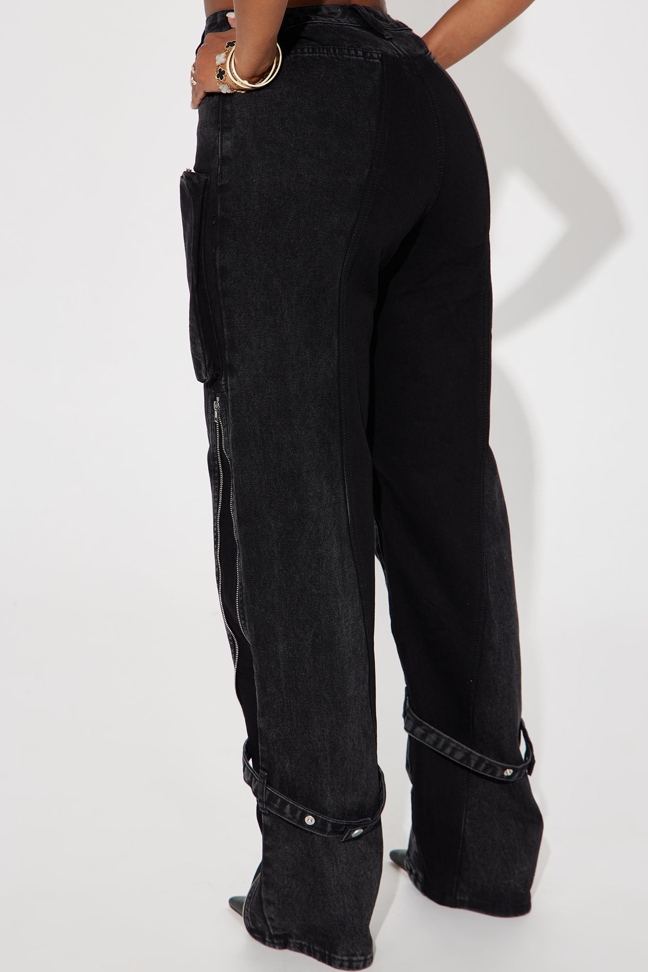 Got It All Non Stretch Zip Cargo Jean - Black Wash