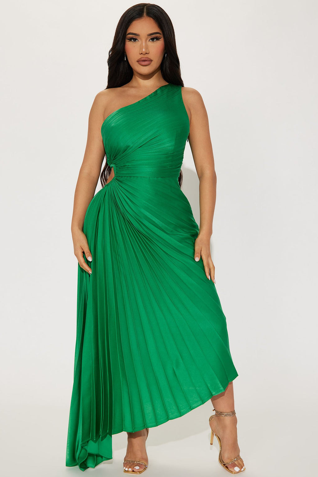 Athena One Shoulder Maxi Dress - Kelly Green