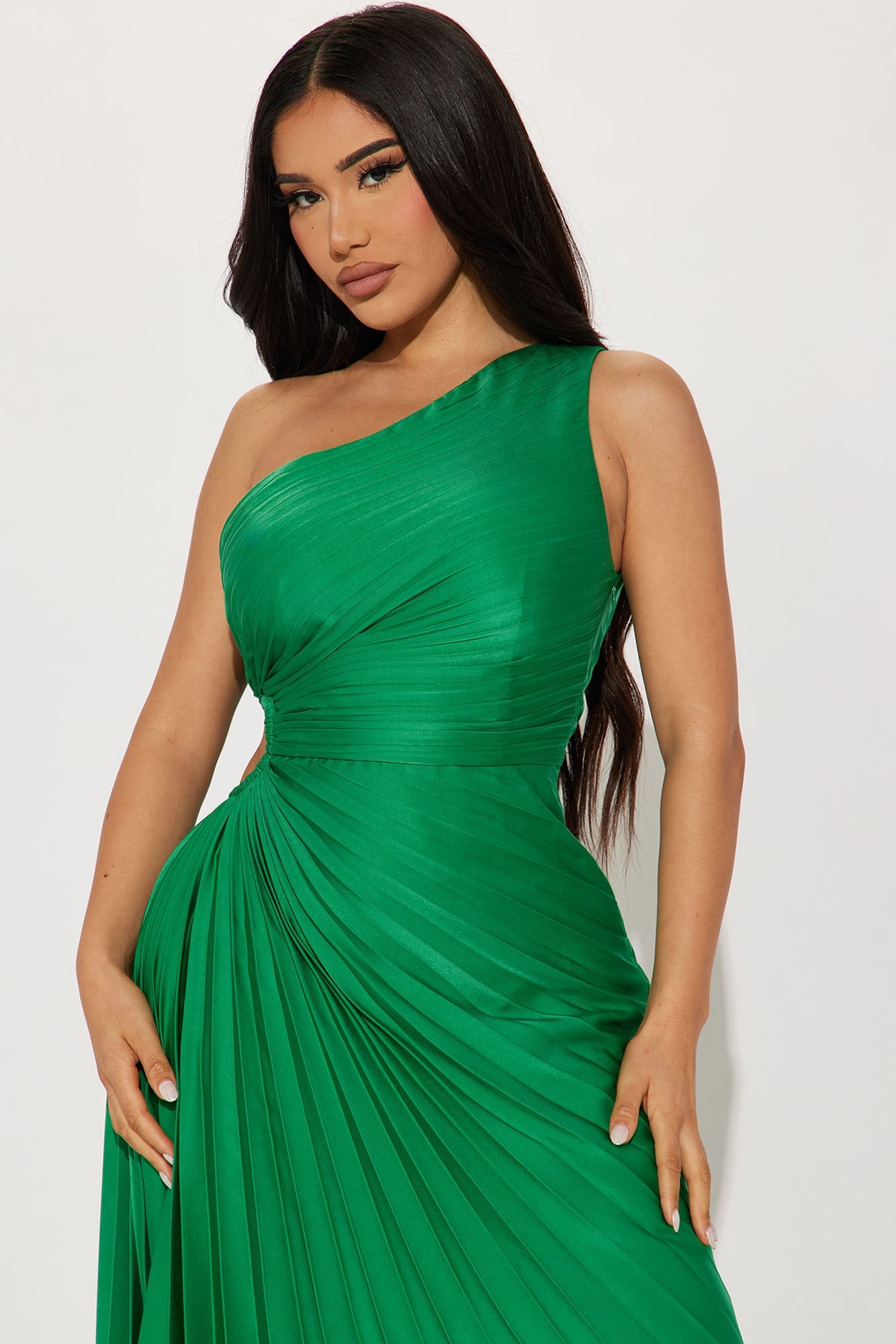 Athena One Shoulder Maxi Dress - Kelly Green