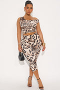 Nyla Leopard Capri Set - Brown/combo