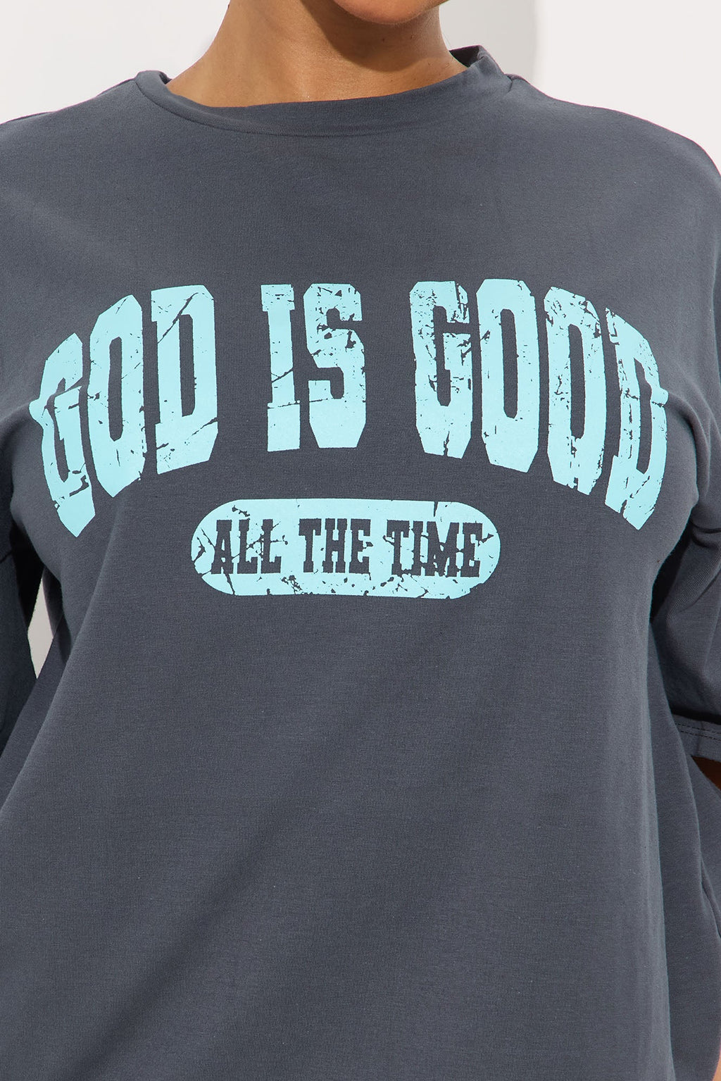 God Is Good Biker Short Set - Grey