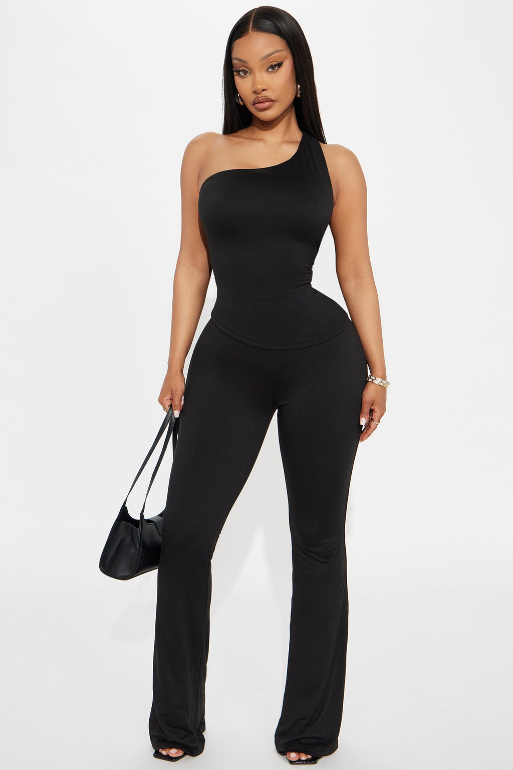 Rita Backless Top And Flare Leg Pant Set - Black