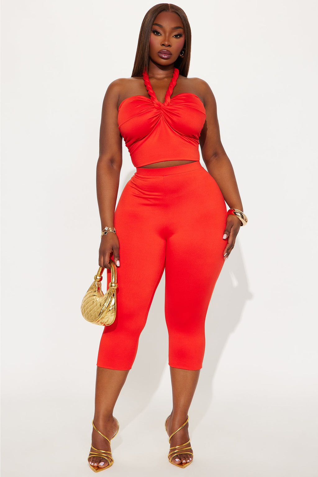 Heatwave Hottie Halter Capri Set - Tomato Red