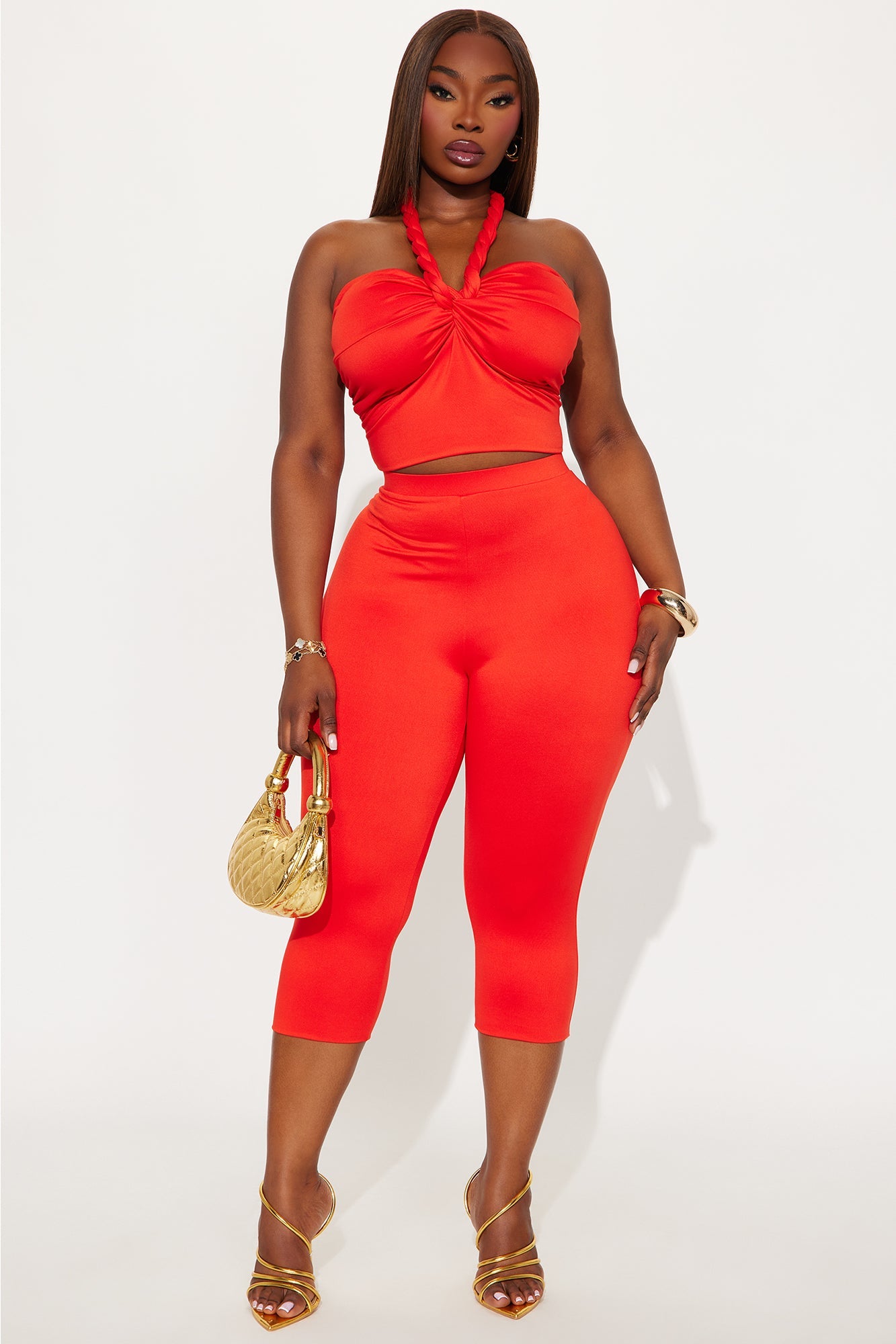 Heatwave Hottie Halter Capri Set - Tomato Red