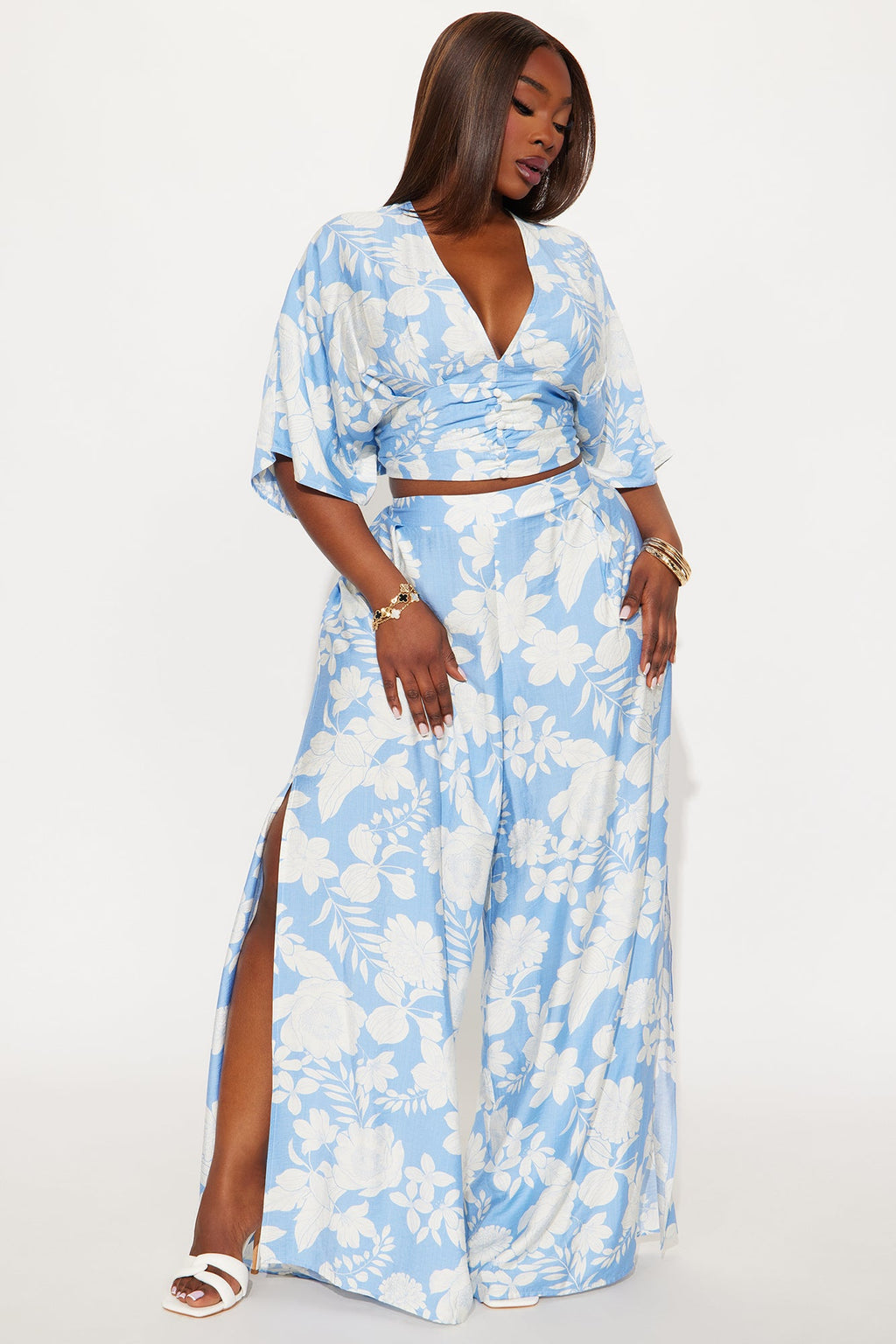 Wander In Paradise Pant Set - Light Blue