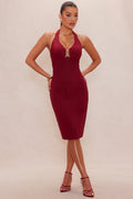 Anna Halter Midi Dress - Wine