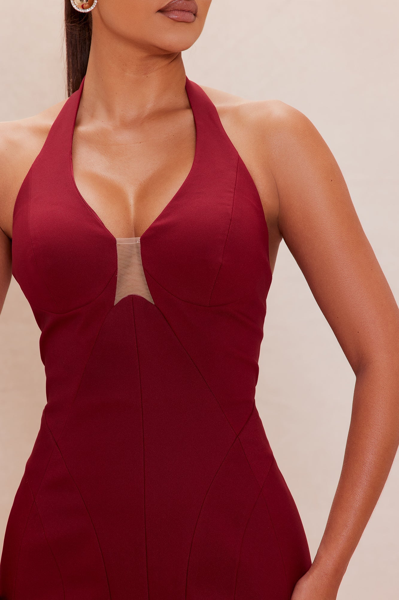 Anna Halter Midi Dress - Wine