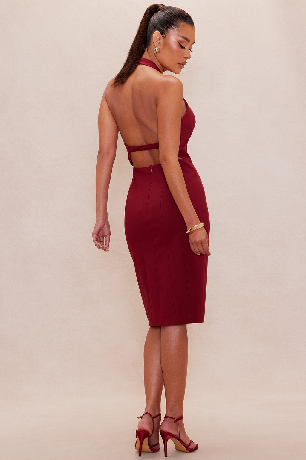 Anna Halter Midi Dress - Wine