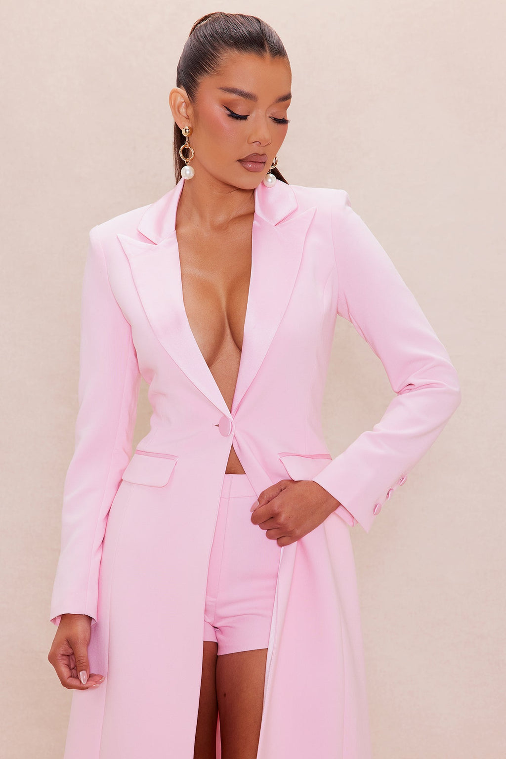 Margo Maxi Blazer Short Suit Set - Pink