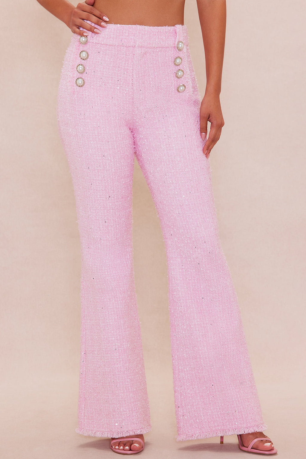 Deanna Tweed Flare Pant - Pink