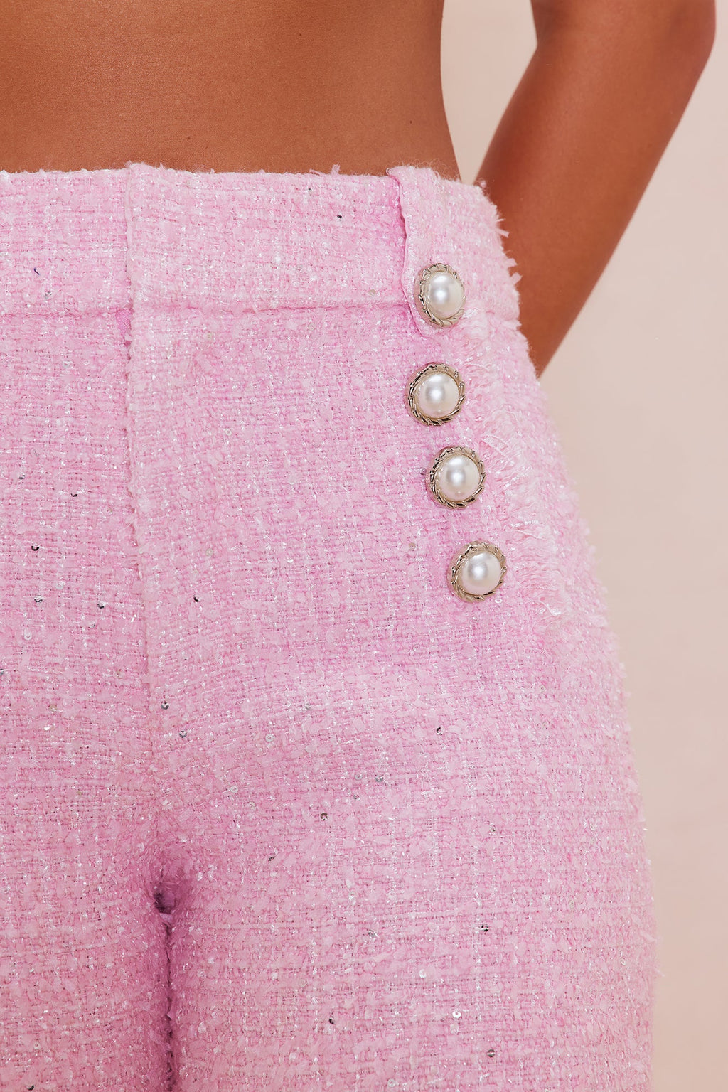 Deanna Tweed Flare Pant - Pink