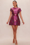 Adeline Jacquard Mini Dress - Pink/combo