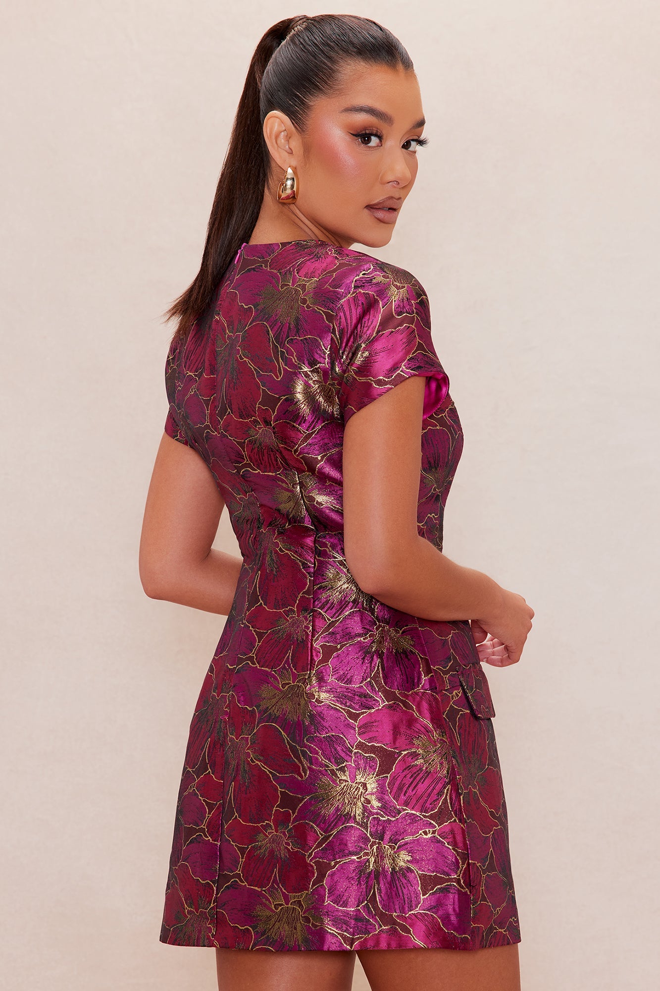 Adeline Jacquard Mini Dress - Pink/combo