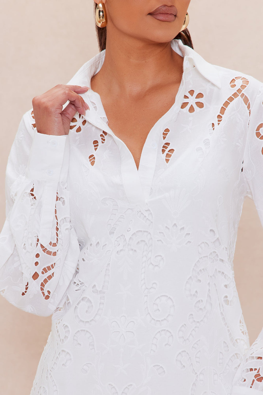 Gracie Embroidered Tunic Dress - White