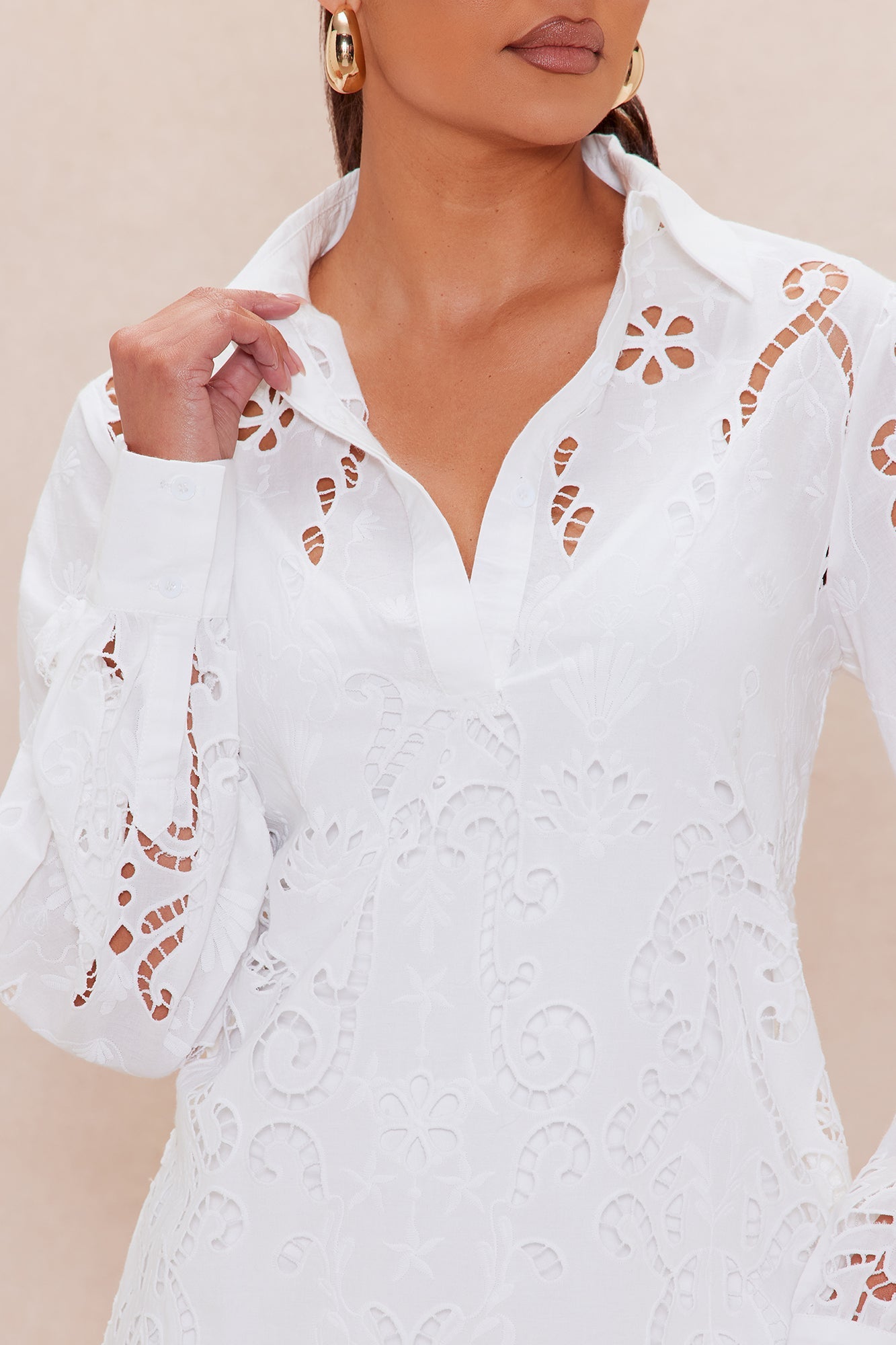 Gracie Embroidered Tunic Dress - White